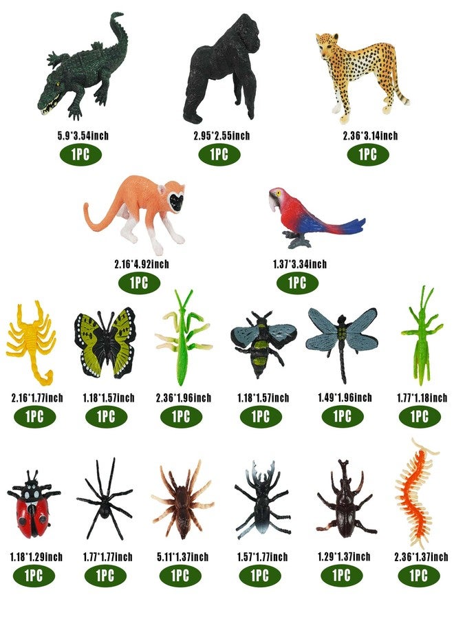 DRWATE 45 PCS Rainforest Animals Insect Figures Mixed Plastic Model Trees Forest for Rainforest Cake Topper Birthday Party Supplies Decorations - Image 2